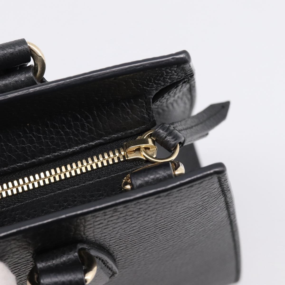 GUCCI Soho Hand Bag Leather Black Gold 431571 Auth mr2816
