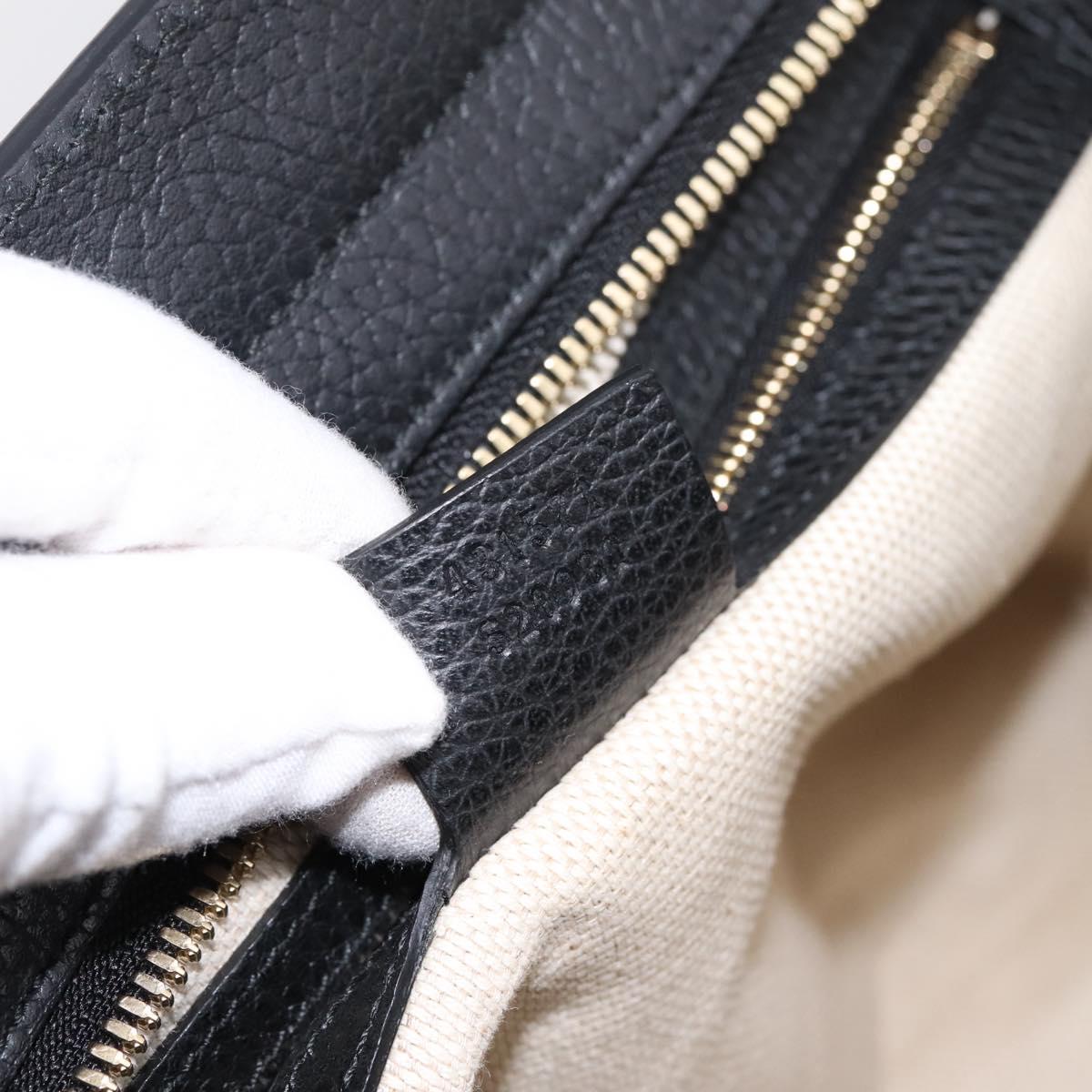 GUCCI Soho Hand Bag Leather Black Gold 431571 Auth mr2816