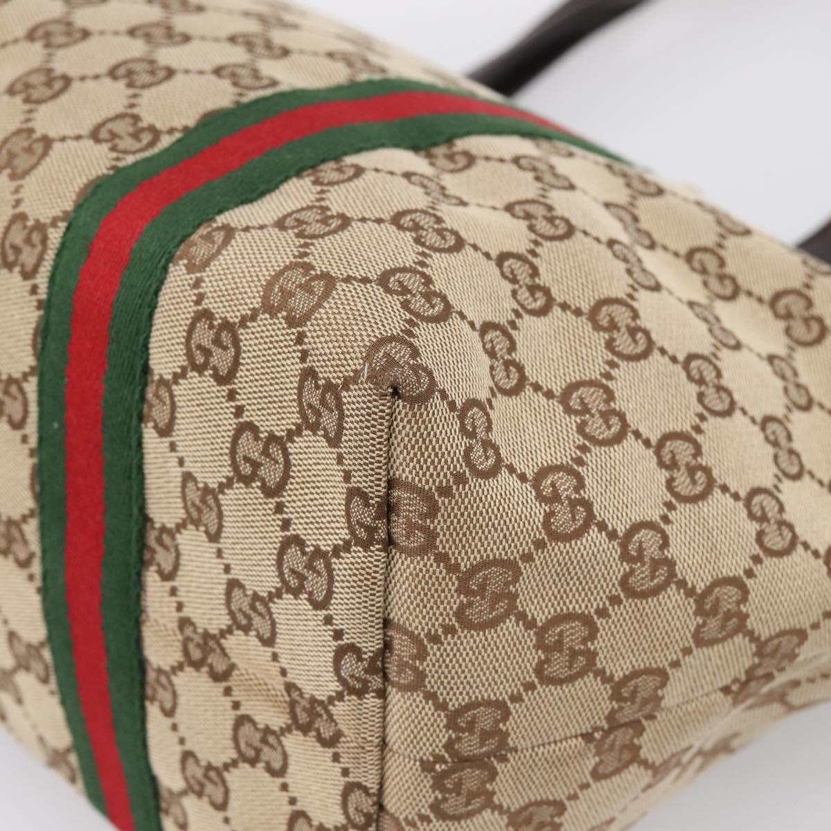 GUCCI GG Canvas Web Sherry Line Tote Bag Beige Gold 139260 Auth mr2817