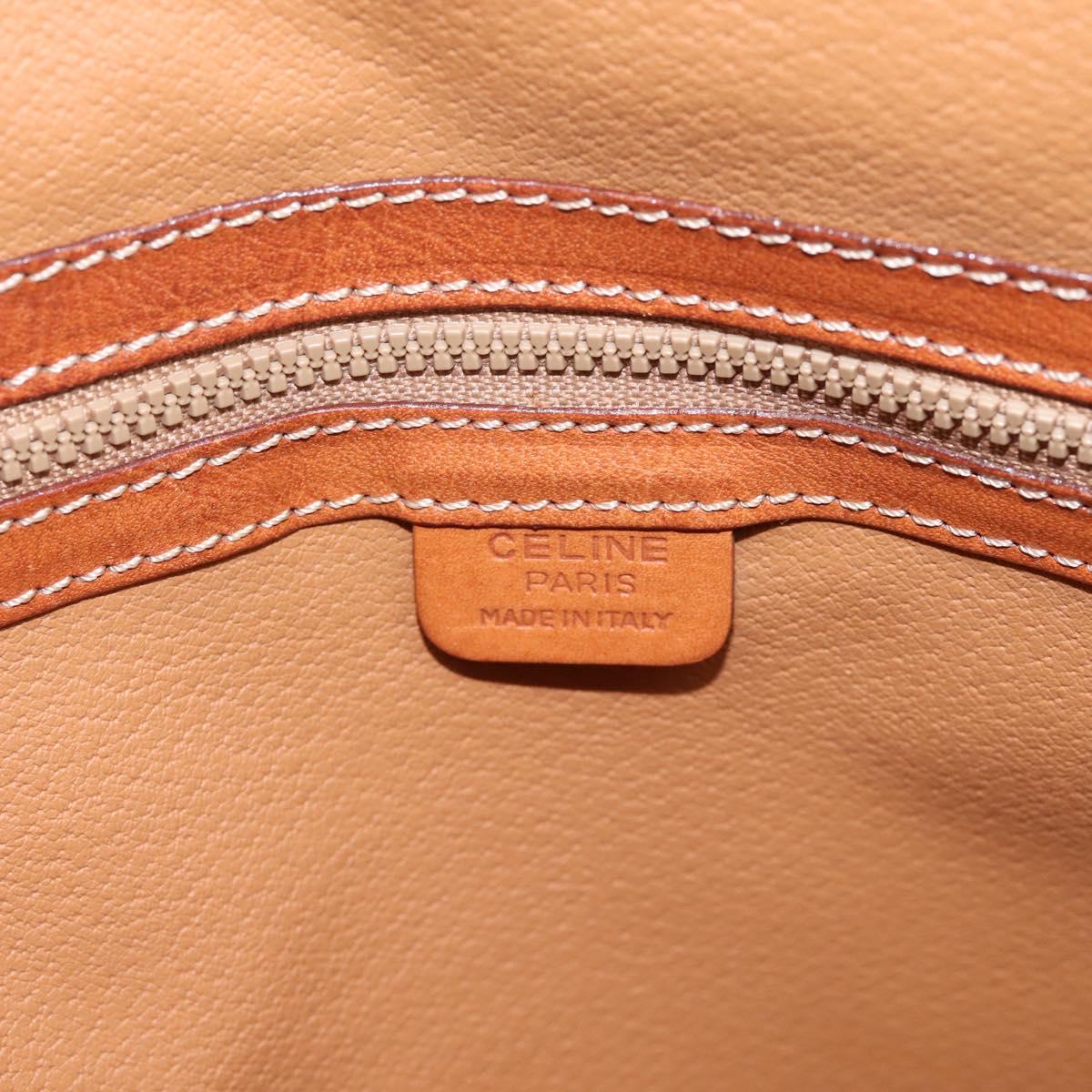CELINE Macadam Canvas Hand Bag PVC Leather Brown Gold Auth mr2818