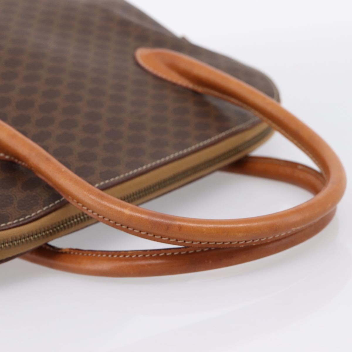 CELINE Macadam Canvas Hand Bag PVC Leather Brown Gold Auth mr2818