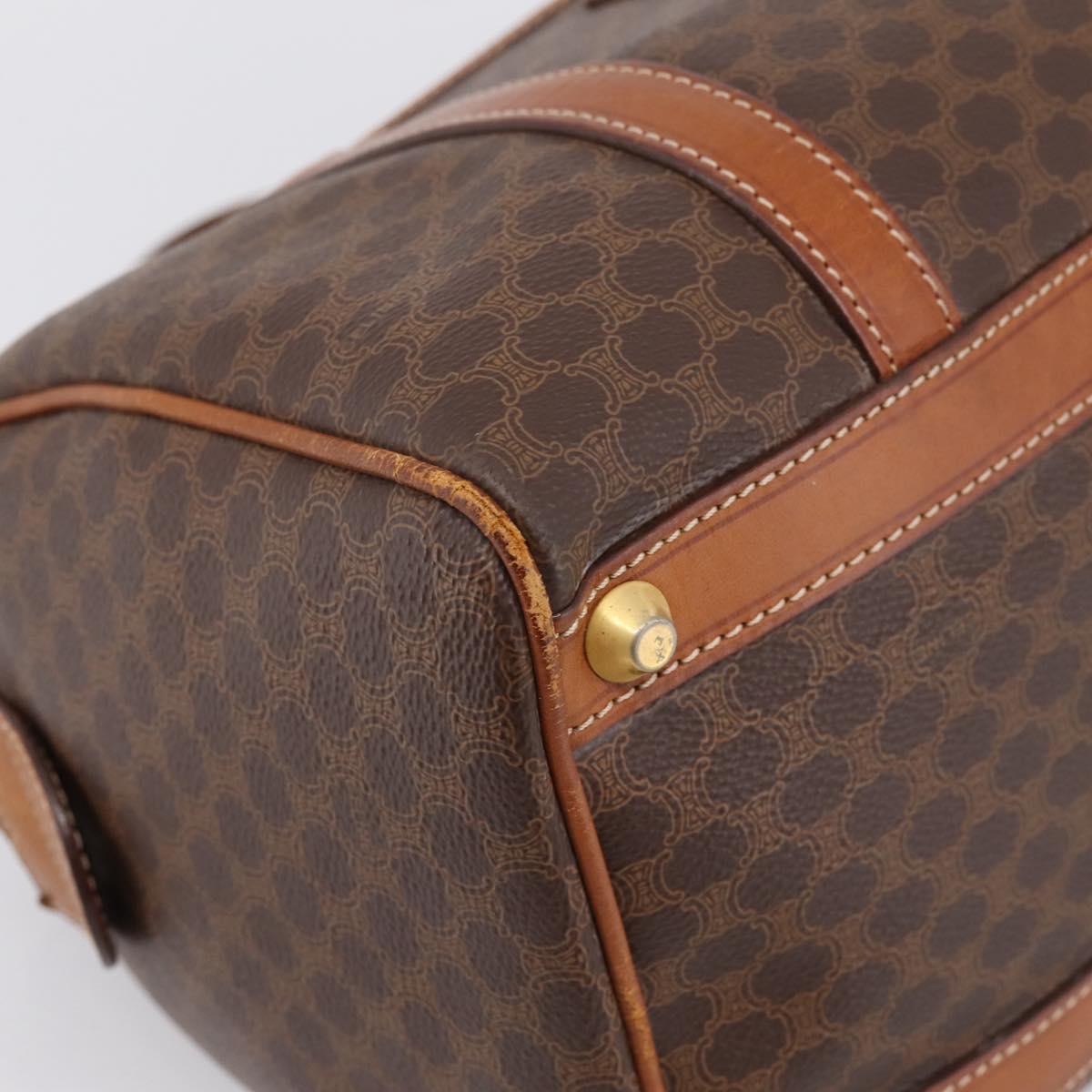 CELINE Macadam Canvas Hand Bag PVC Leather Brown Gold Auth mr2819