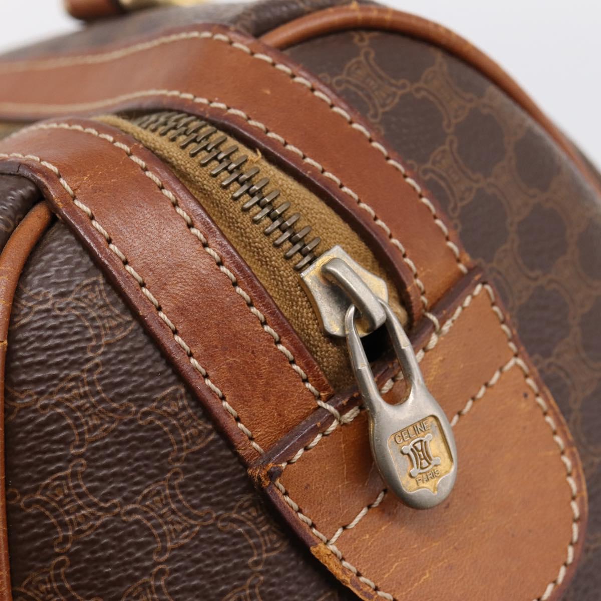 CELINE Macadam Canvas Hand Bag PVC Leather Brown Gold Auth mr2819