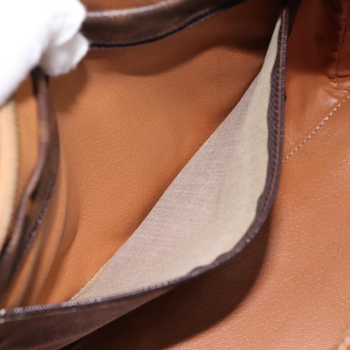 CELINE Macadam Canvas Hand Bag PVC Leather Brown Gold Auth mr2819