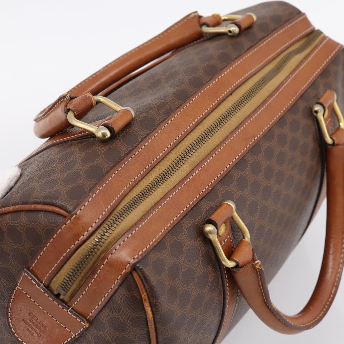 CELINE Macadam Canvas Hand Bag PVC Leather Brown Gold Auth mr2819