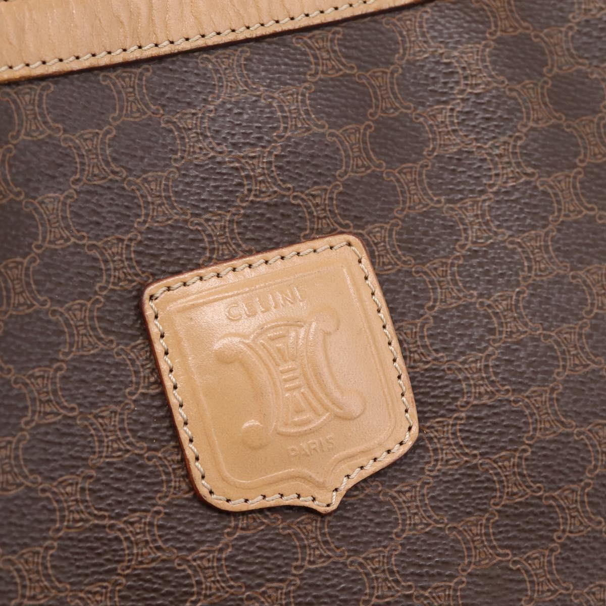 CELINE Macadam Canvas Tote Bag PVC Leather Brown Gold Auth mr2820