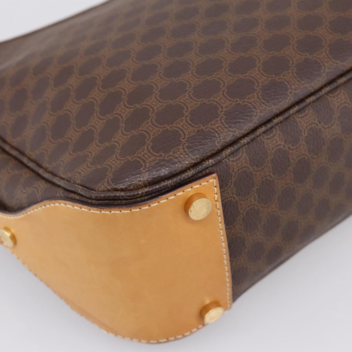 CELINE Macadam Canvas Shoulder Bag PVC Leather Brown Gold Auth mr2821
