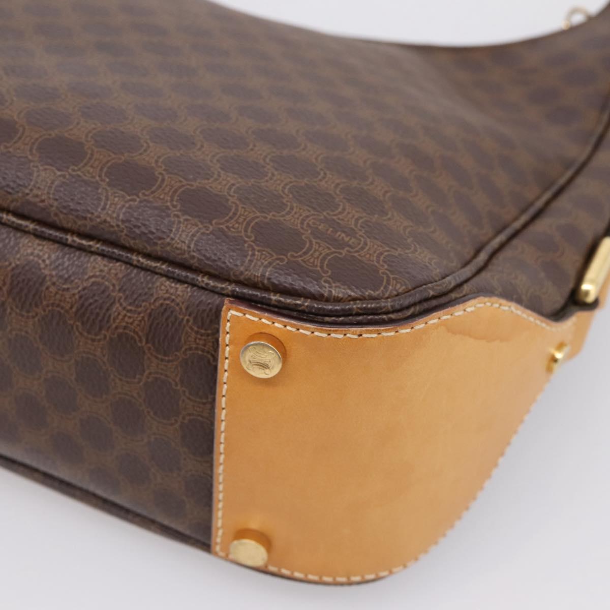 CELINE Macadam Canvas Shoulder Bag PVC Leather Brown Gold Auth mr2821