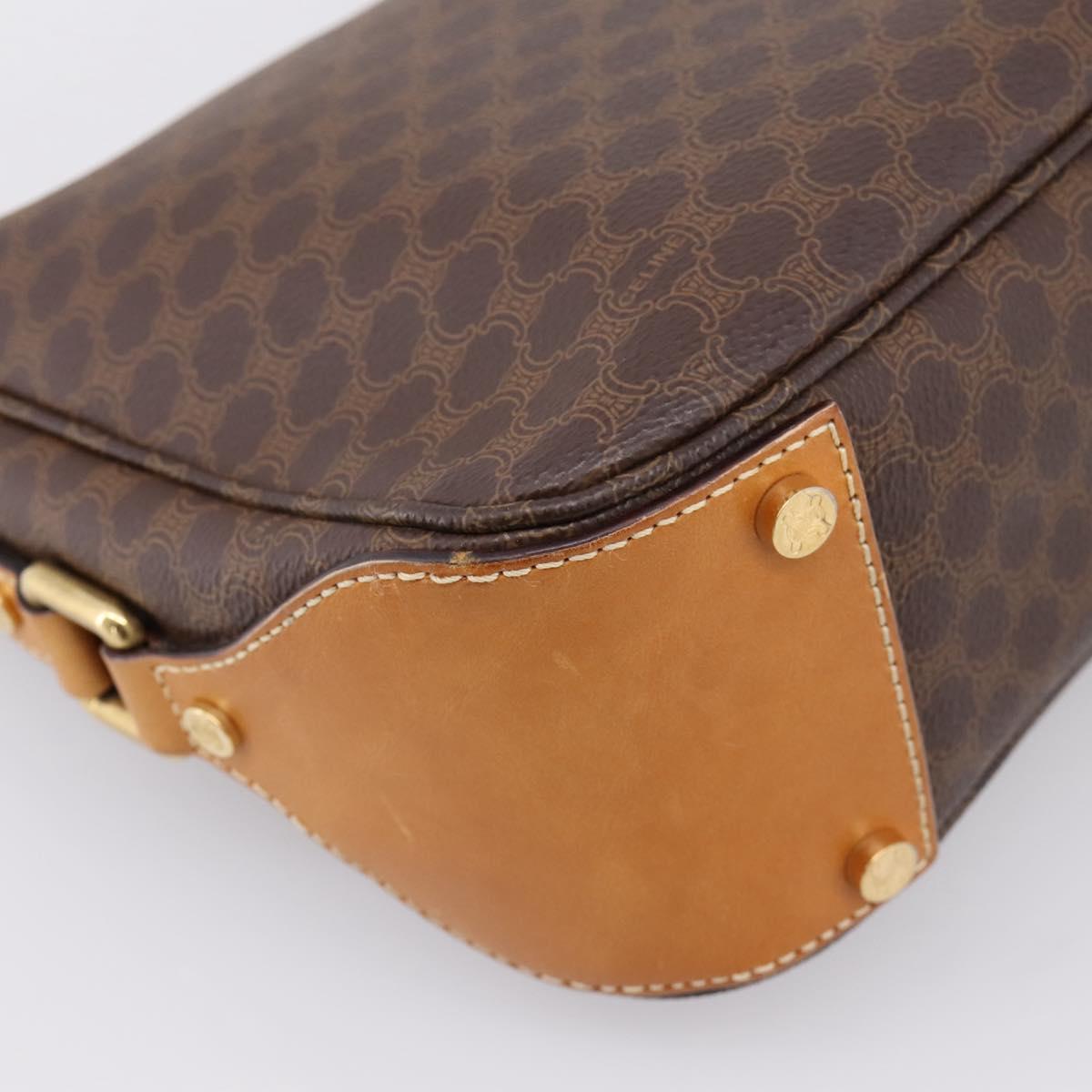 CELINE Macadam Canvas Shoulder Bag PVC Leather Brown Gold Auth mr2821