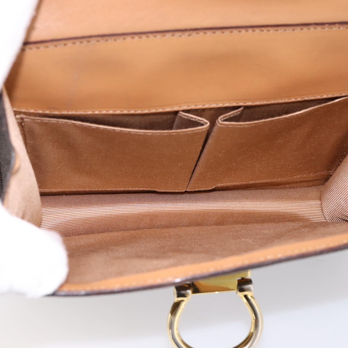 CELINE Macadam Canvas Hand Bag PVC Leather Brown Gold Auth mr2822