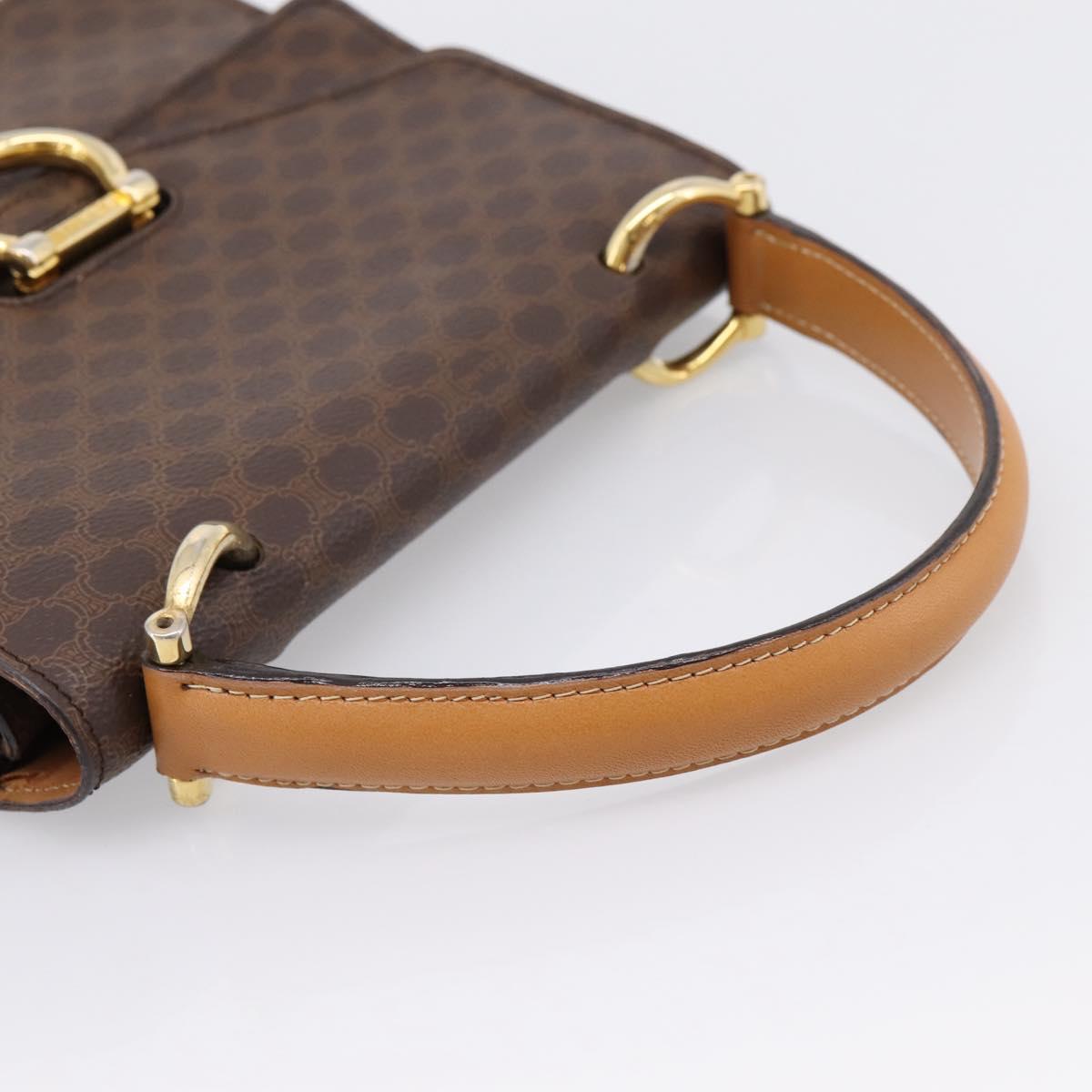CELINE Macadam Canvas Hand Bag PVC Leather Brown Gold Auth mr2822