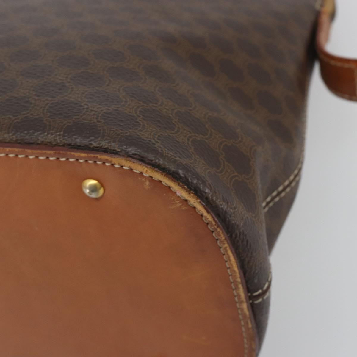 CELINE Macadam Canvas Hand Bag PVC Leather Brown Gold Auth mr2823