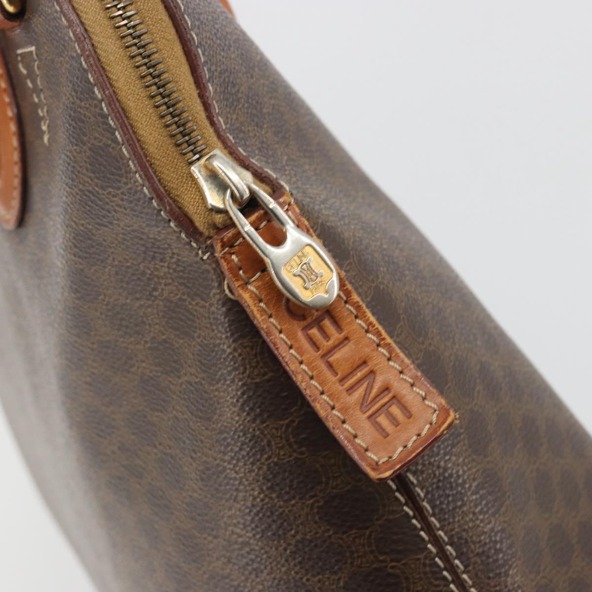 CELINE Macadam Canvas Hand Bag PVC Leather Brown Gold Auth mr2823