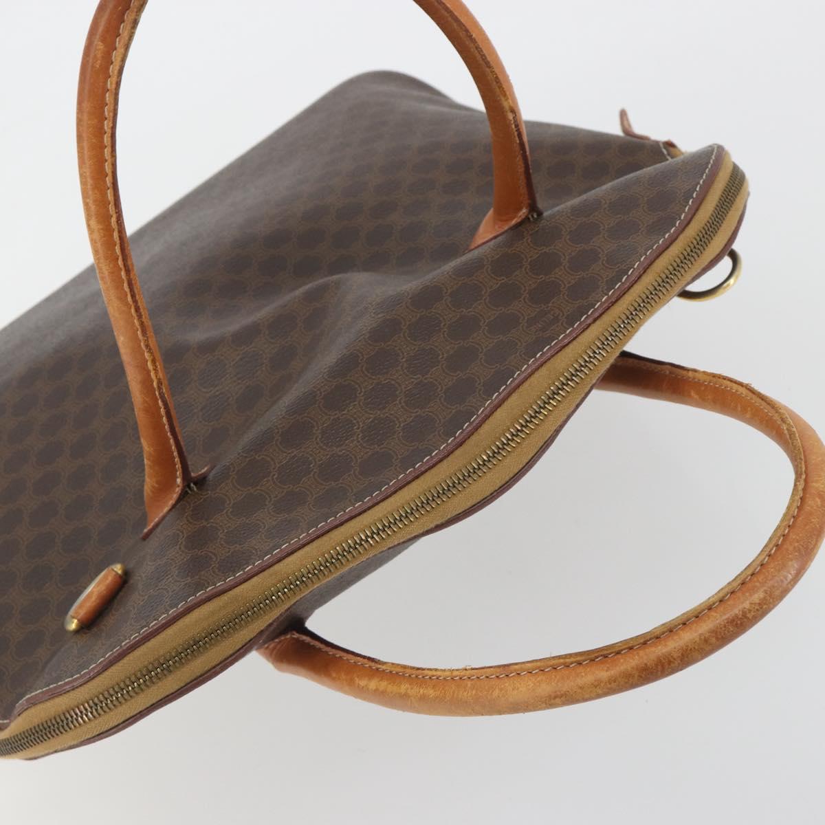 CELINE Macadam Canvas Hand Bag PVC Leather Brown Gold Auth mr2823