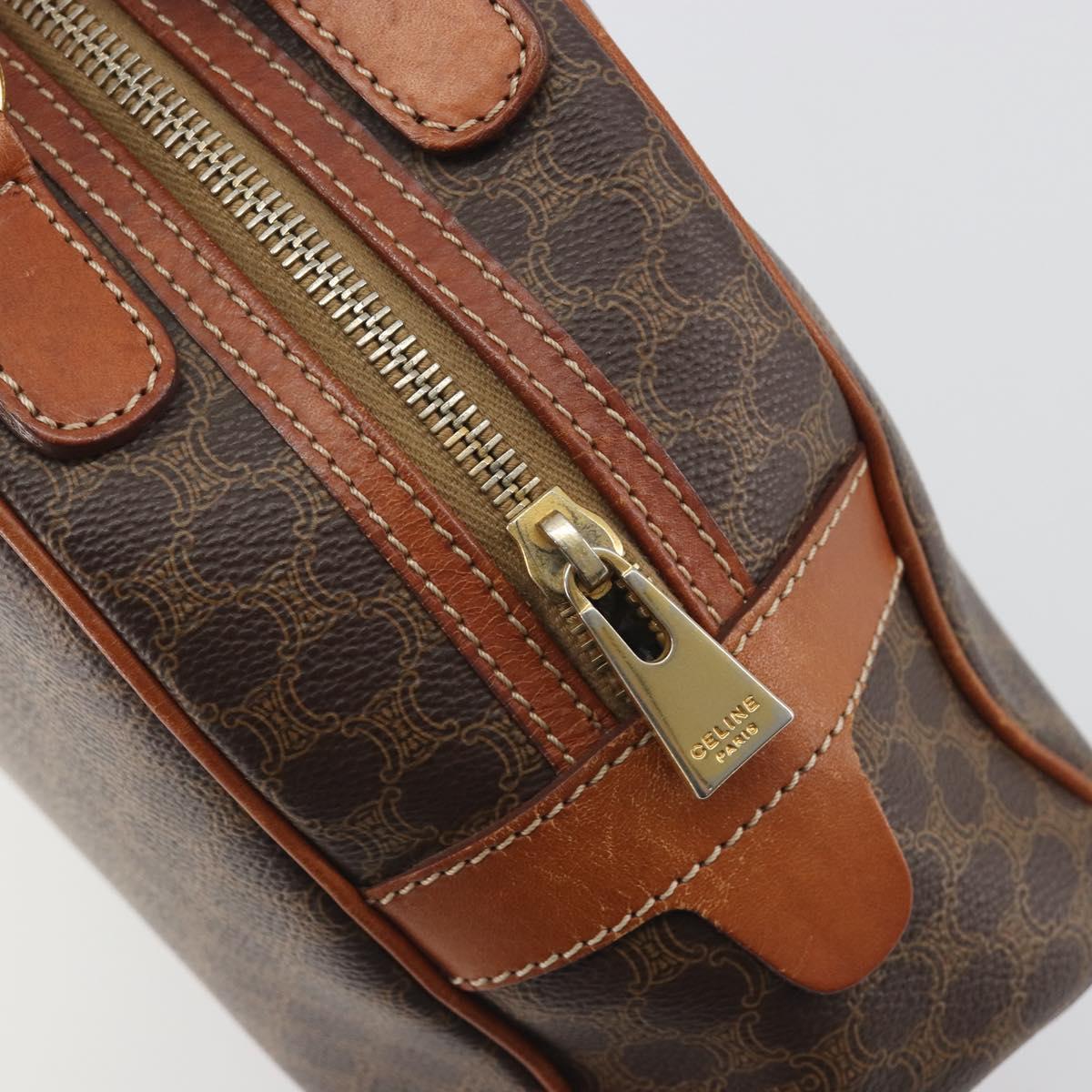CELINE Macadam Canvas Hand Bag PVC Leather Brown Gold Auth mr2825