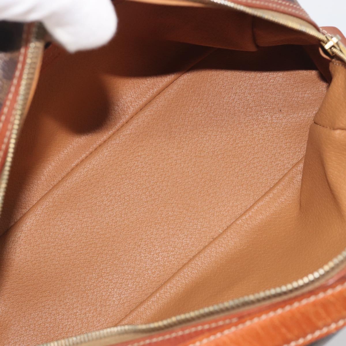 CELINE Macadam Canvas Hand Bag PVC Leather Brown Gold Auth mr2825
