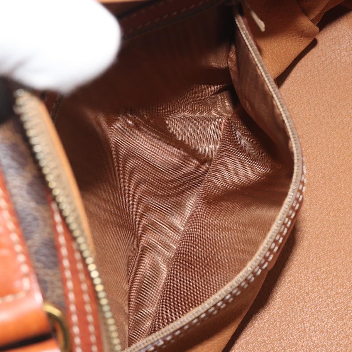 CELINE Macadam Canvas Hand Bag PVC Leather Brown Gold Auth mr2825