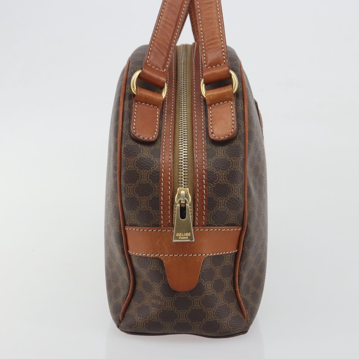CELINE Macadam Canvas Hand Bag PVC Leather Brown Gold Auth mr2825