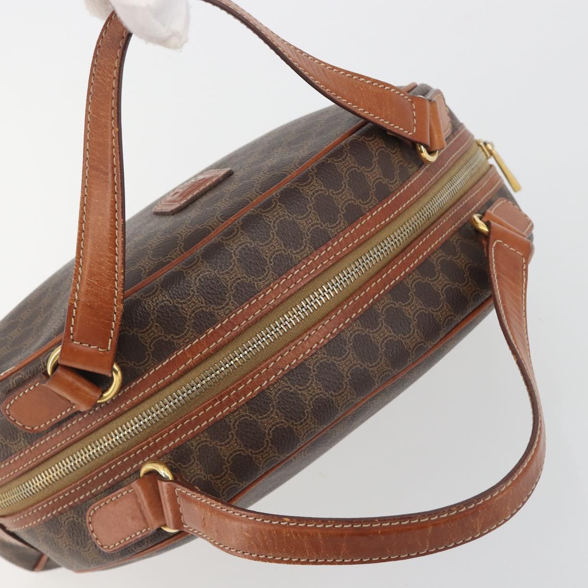 CELINE Macadam Canvas Hand Bag PVC Leather Brown Gold Auth mr2825