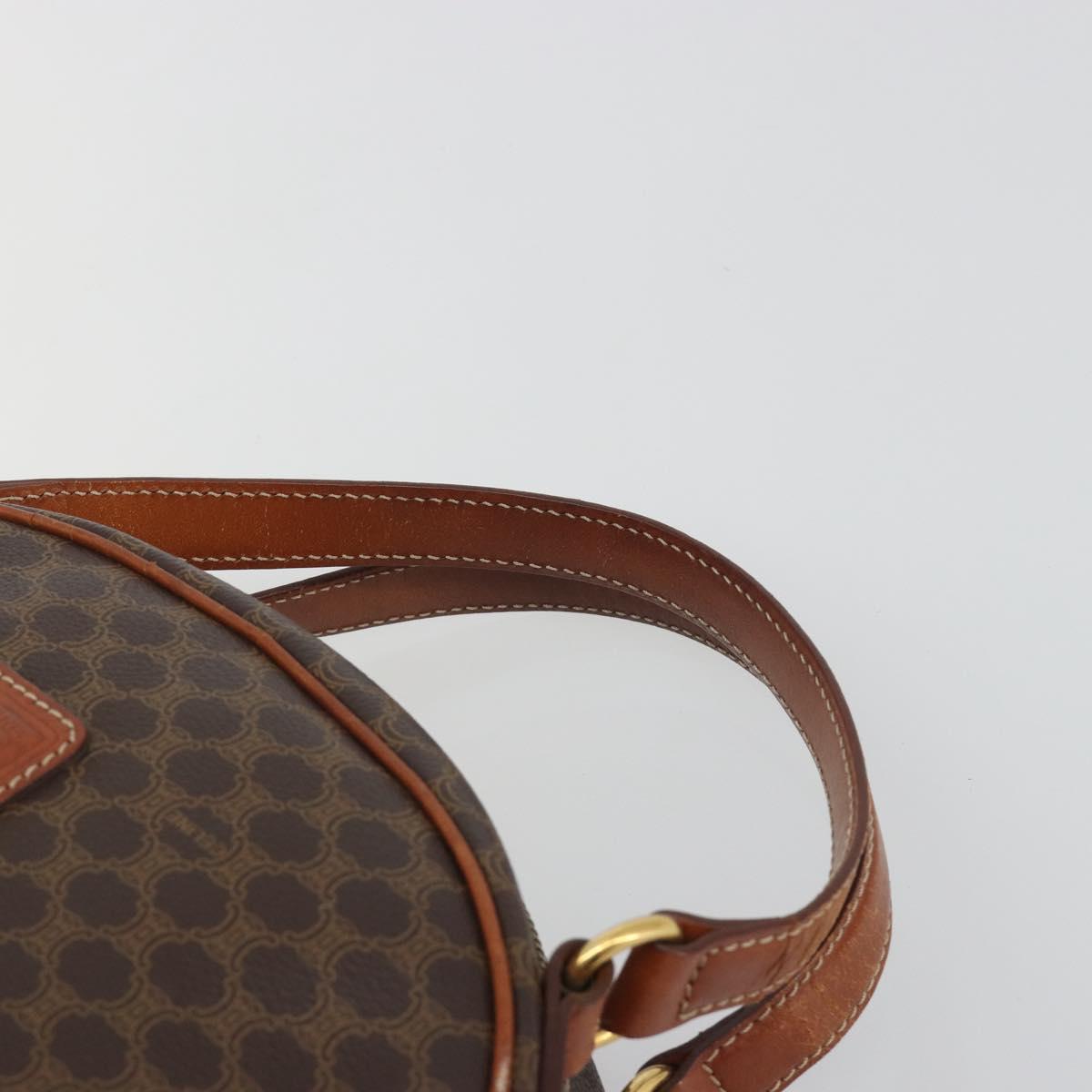CELINE Macadam Canvas Hand Bag PVC Leather Brown Gold Auth mr2825