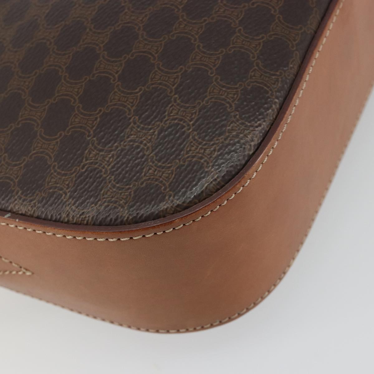 CELINE Macadam Canvas Shoulder Bag PVC Leather Brown Gold Auth mr2826