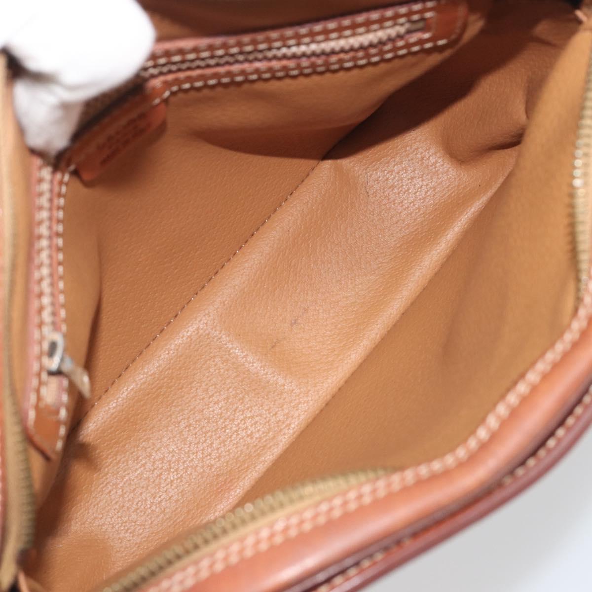 CELINE Macadam Canvas Shoulder Bag PVC Leather Brown Gold Auth mr2826
