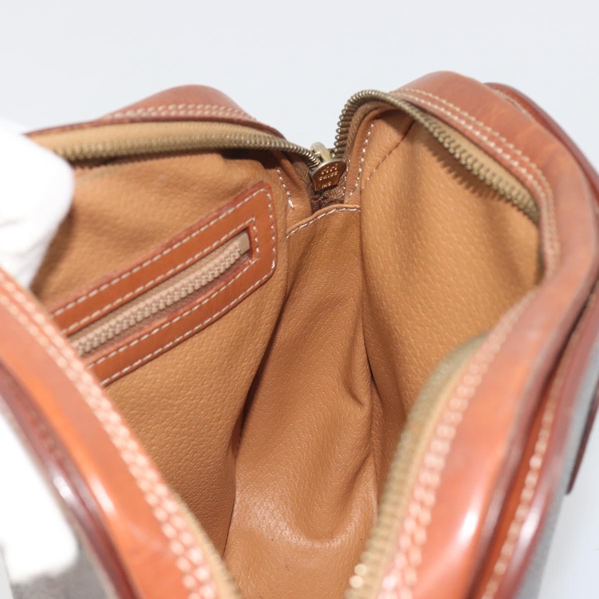 CELINE Macadam Canvas Shoulder Bag PVC Leather Brown Gold Auth mr2826
