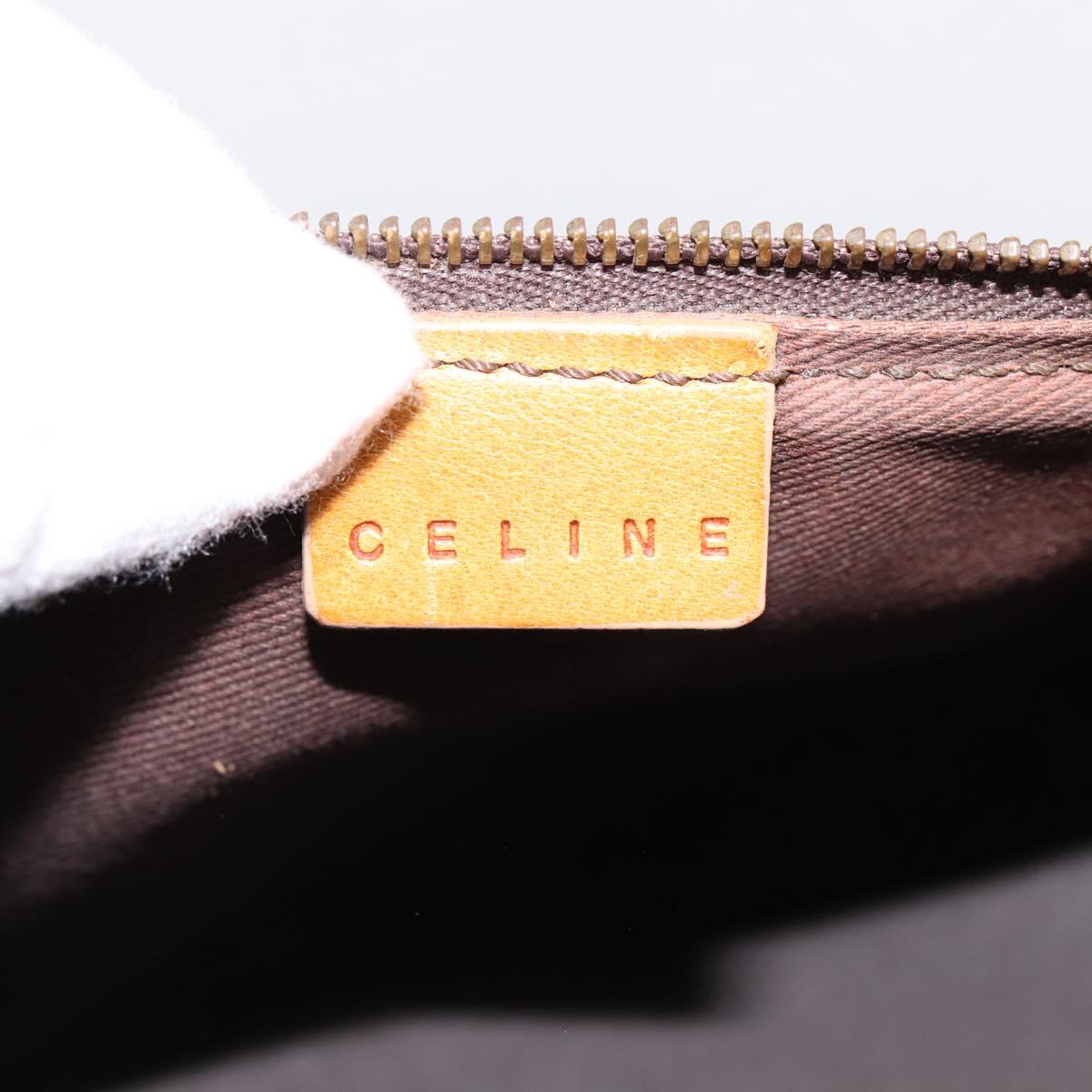 CELINE Macadam Canvas Pouch PVC Leather Brown Gold Auth mr2827