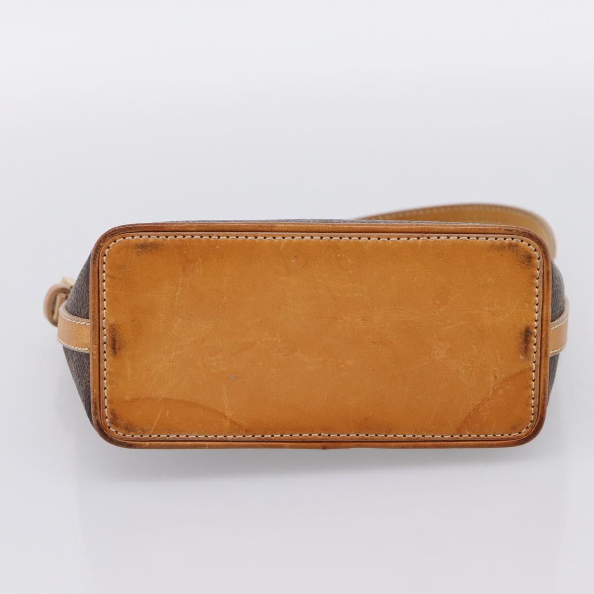CELINE Macadam Canvas Pouch PVC Leather Brown Gold Auth mr2827