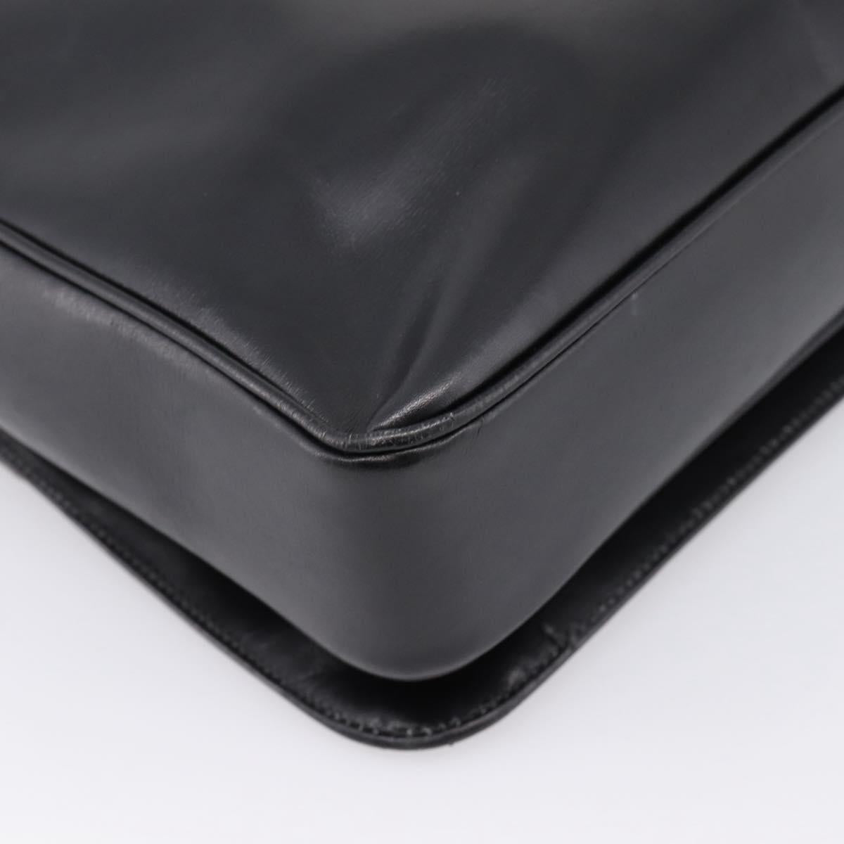 CELINE Shoulder Bag Leather Black Gold Auth mr2828