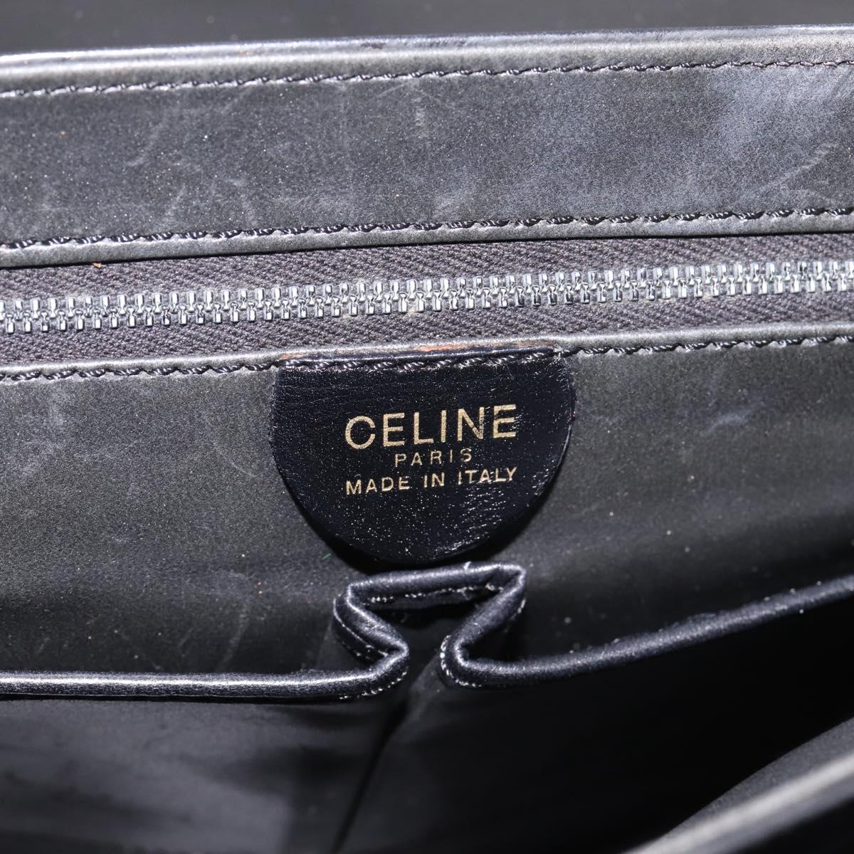 CELINE Shoulder Bag Leather Black Gold Auth mr2828