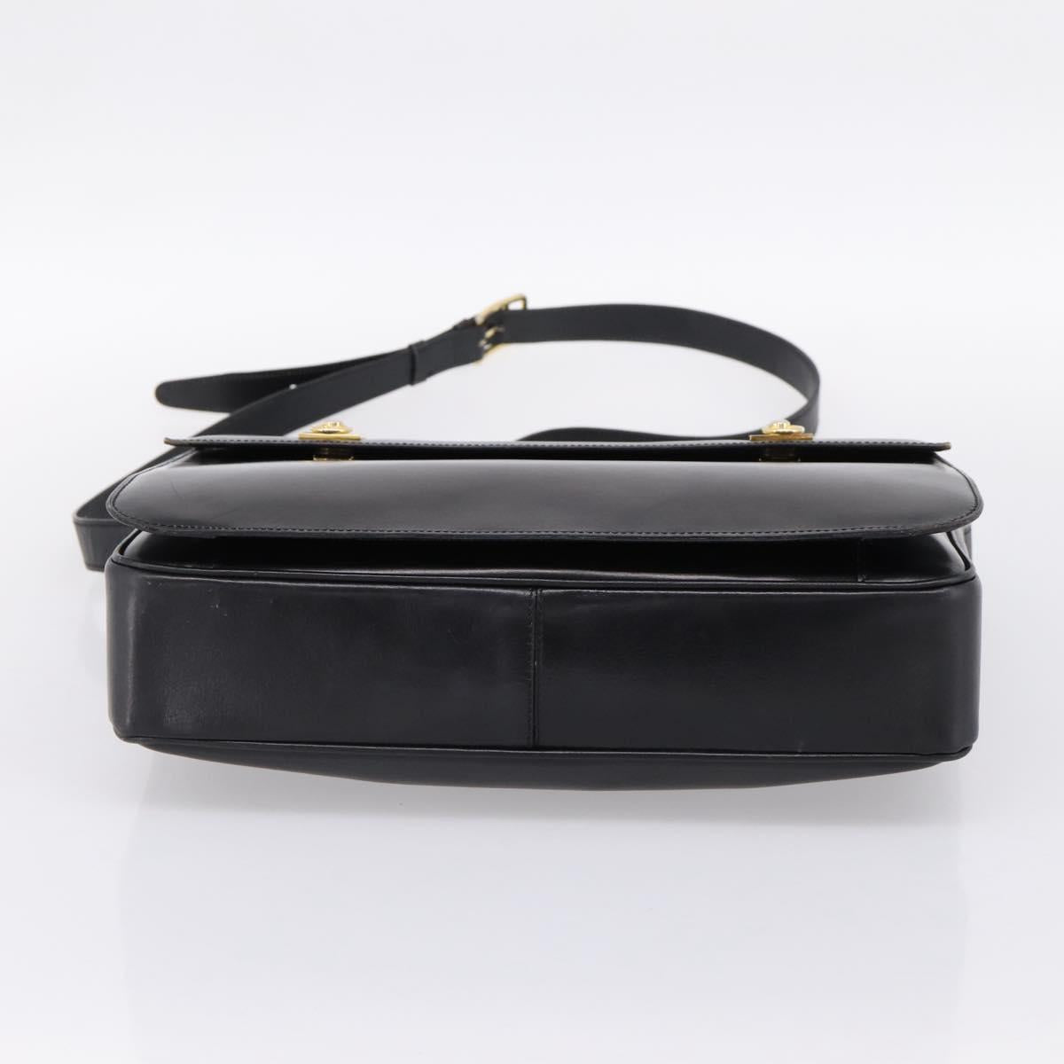 CELINE Shoulder Bag Leather Black Gold Auth mr2828