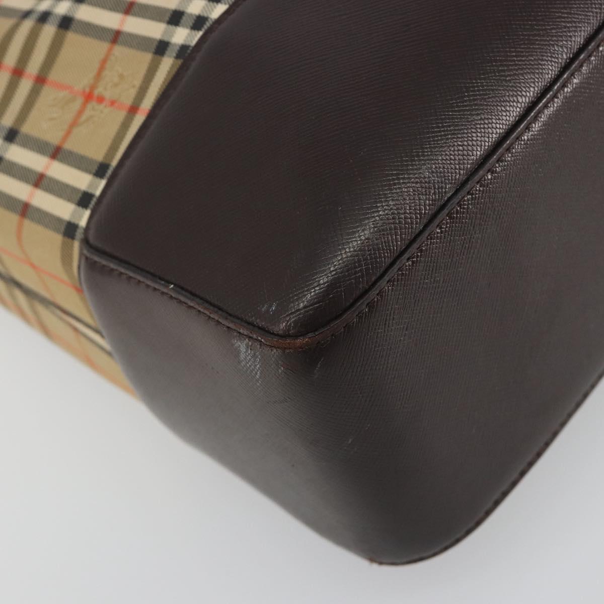 BURBERRY Nova Check Shoulder Bag Canvas Brown Gold Auth mr2829