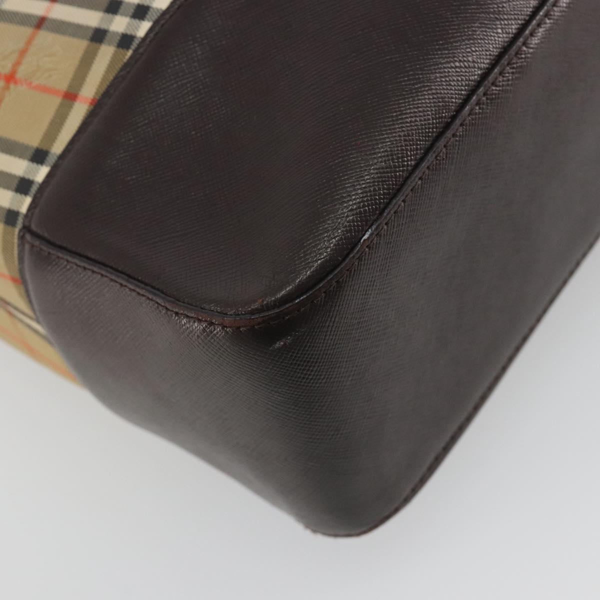 BURBERRY Nova Check Shoulder Bag Canvas Brown Gold Auth mr2829