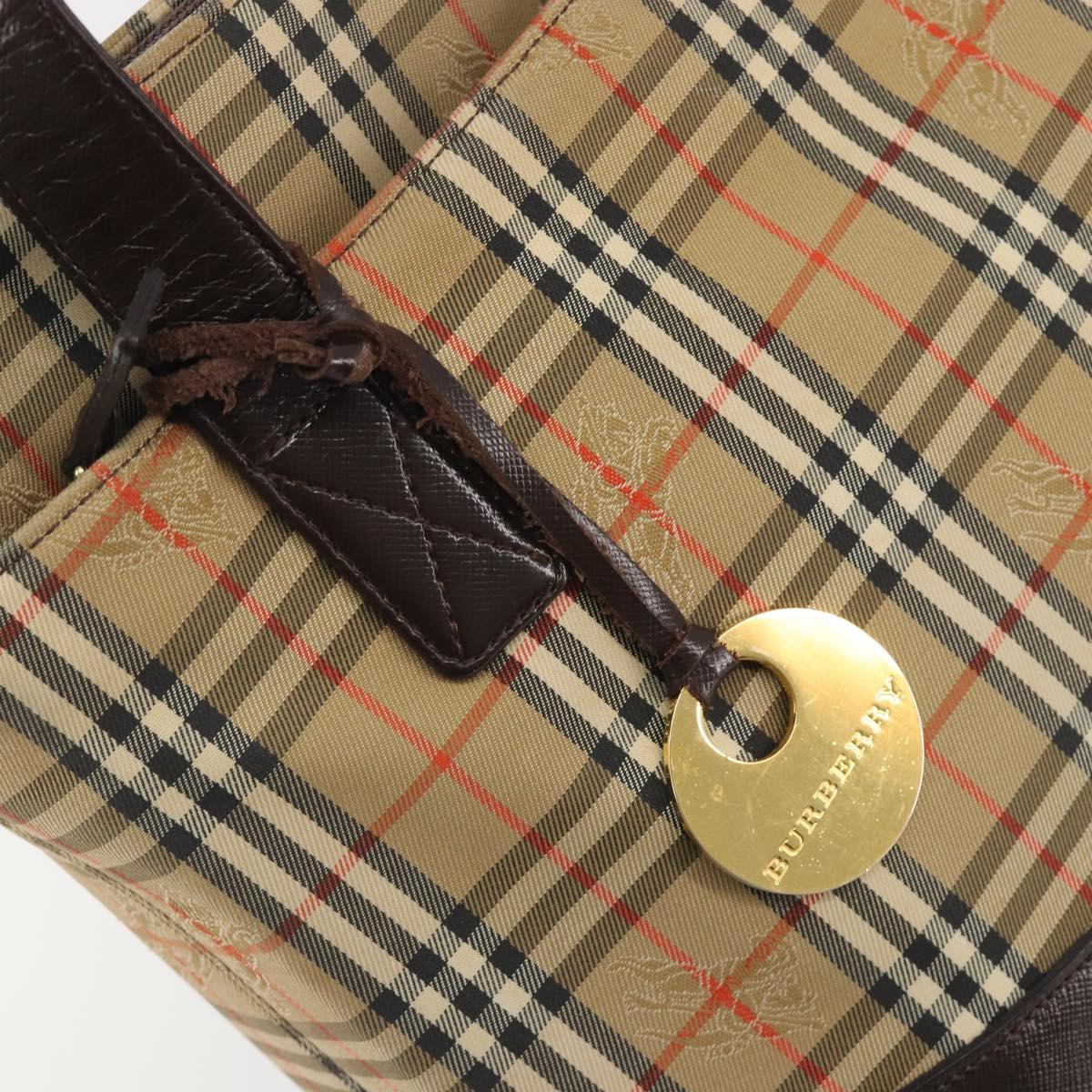 BURBERRY Nova Check Shoulder Bag Canvas Brown Gold Auth mr2829