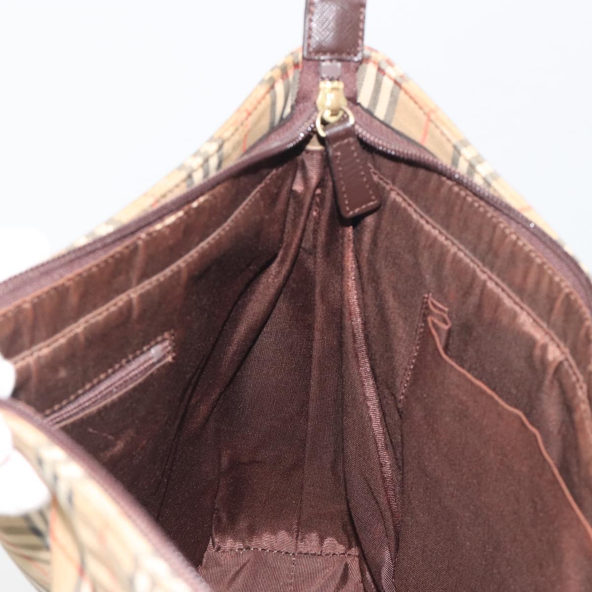 BURBERRY Nova Check Shoulder Bag Canvas Brown Gold Auth mr2829