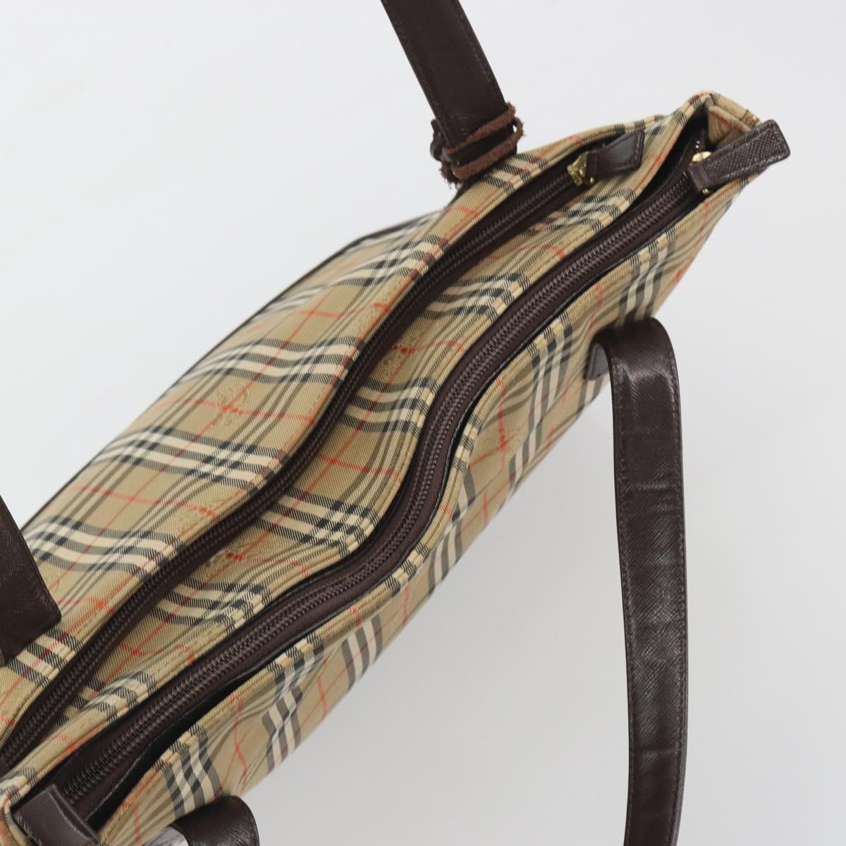 BURBERRY Nova Check Shoulder Bag Canvas Brown Gold Auth mr2829