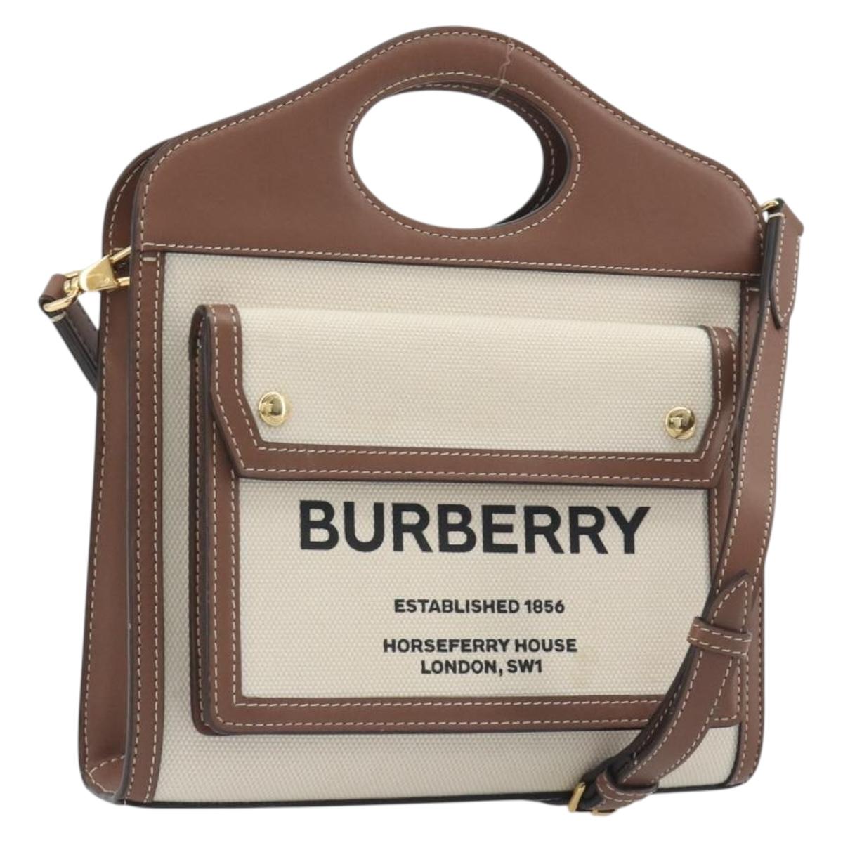 BURBERRY Shoulder Bag Canvas 2way Brown Gold Auth mr2830V
