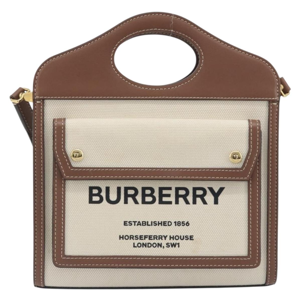 BURBERRY Shoulder Bag Canvas 2way Brown Gold Auth mr2830V