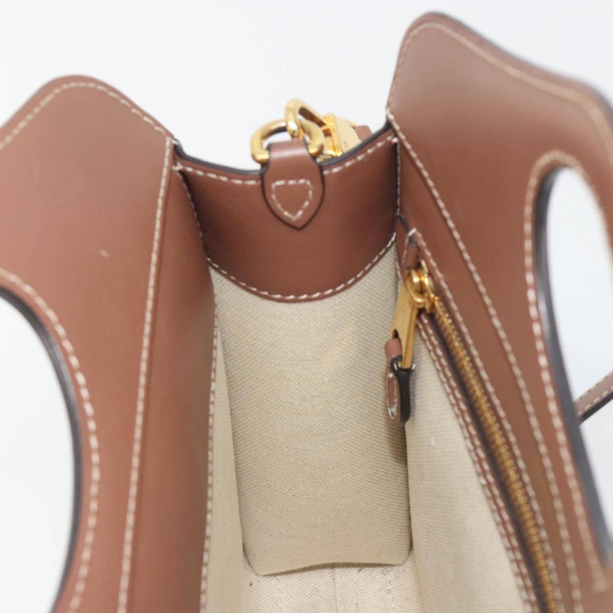 BURBERRY Shoulder Bag Canvas 2way Brown Gold Auth mr2830V