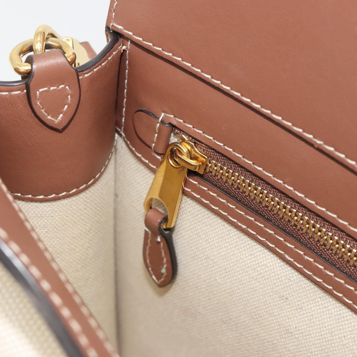 BURBERRY Shoulder Bag Canvas 2way Brown Gold Auth mr2830V