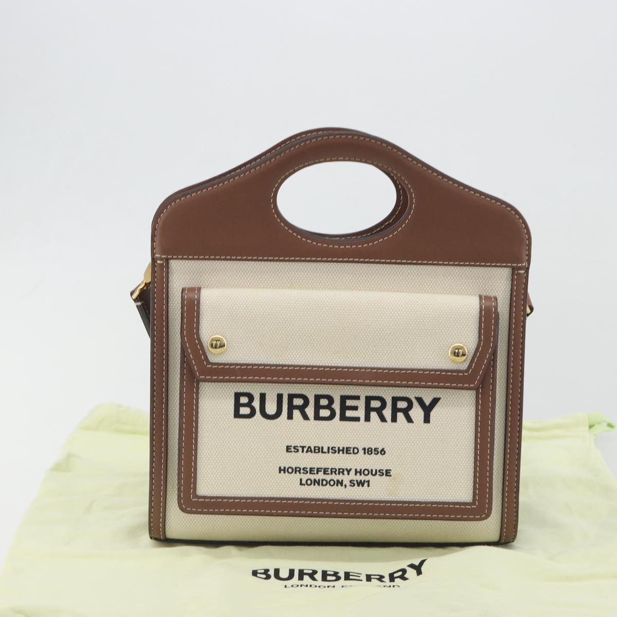 BURBERRY Shoulder Bag Canvas 2way Brown Gold Auth mr2830V