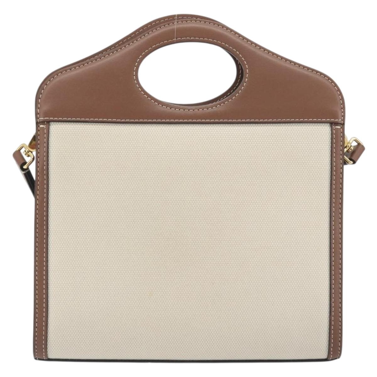 BURBERRY Shoulder Bag Canvas 2way Brown Gold Auth mr2830V