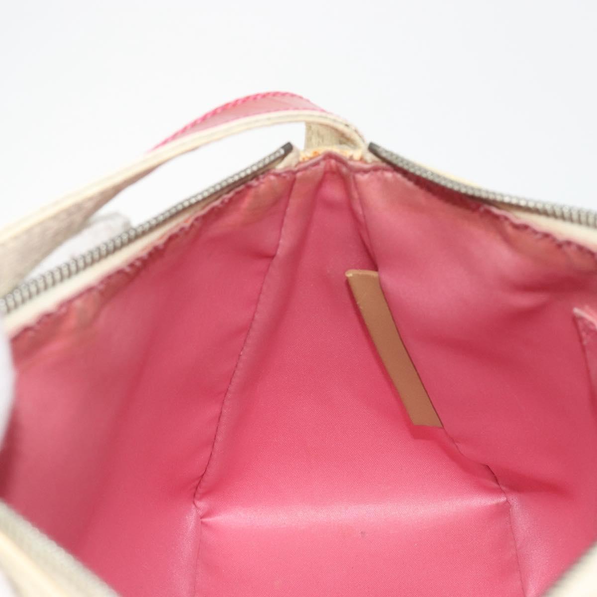 FENDI Zucchino Canvas Shoulder Bag PVC White Silver Auth mr2831