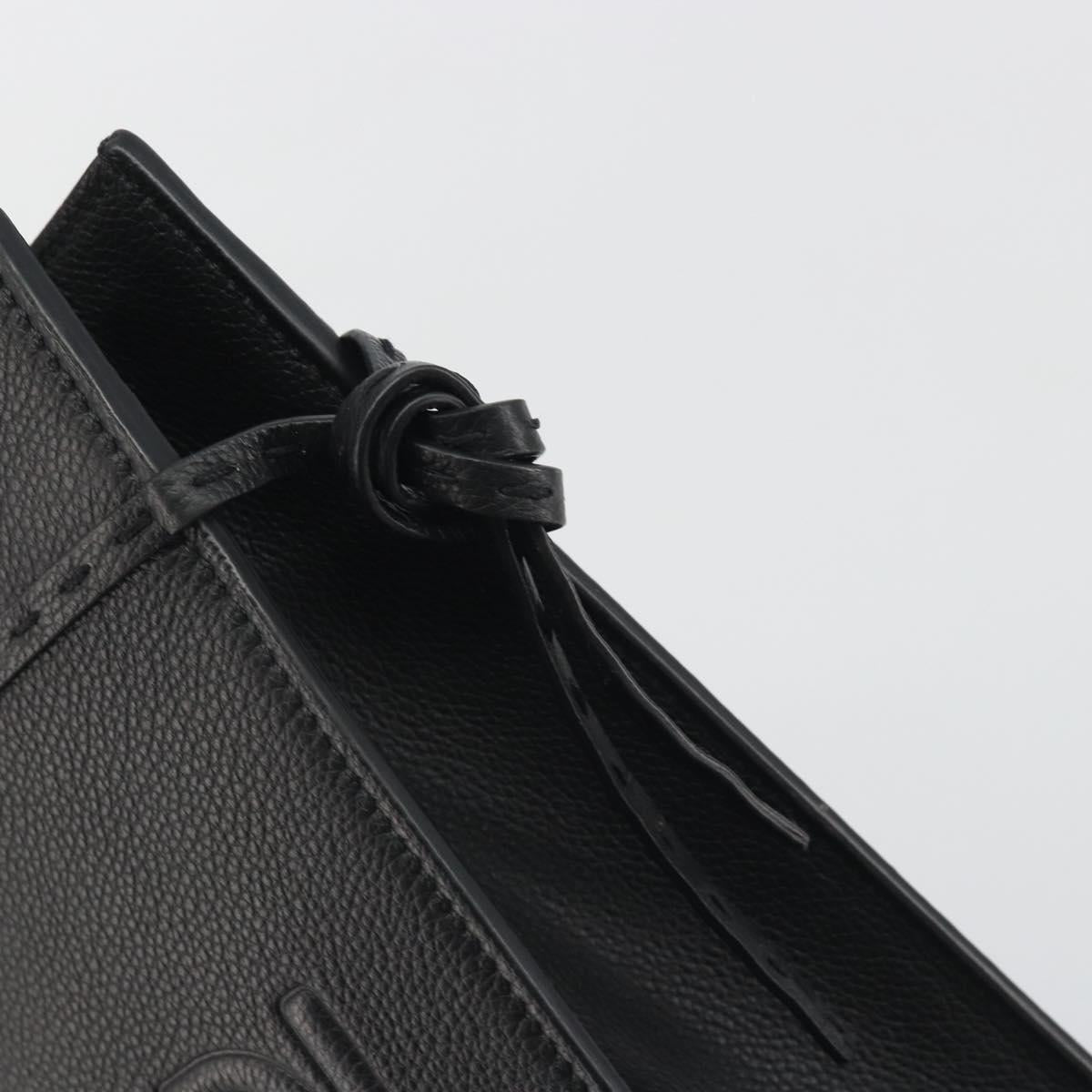 FENDI Go-To Shopper Hand Bag Leather Black Silver Auth mr2832