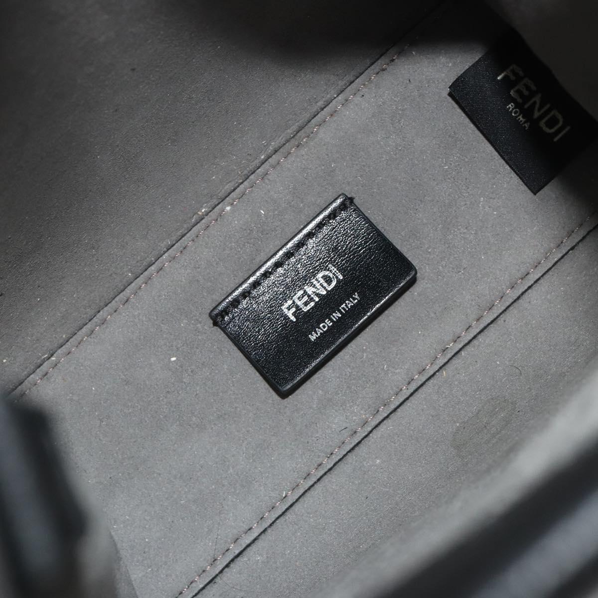 FENDI Go-To Shopper Hand Bag Leather Black Silver Auth mr2832