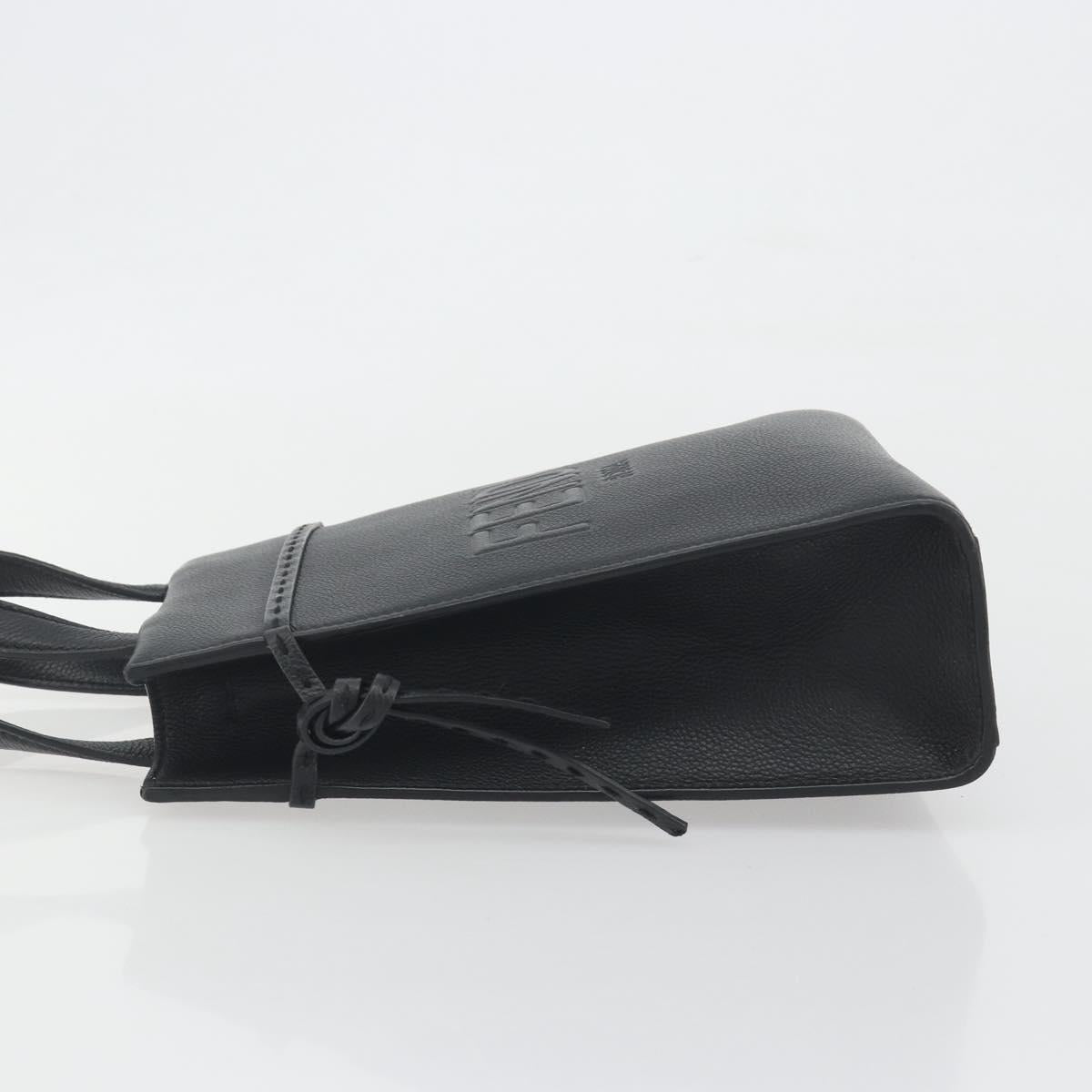 FENDI Go-To Shopper Hand Bag Leather Black Silver Auth mr2832