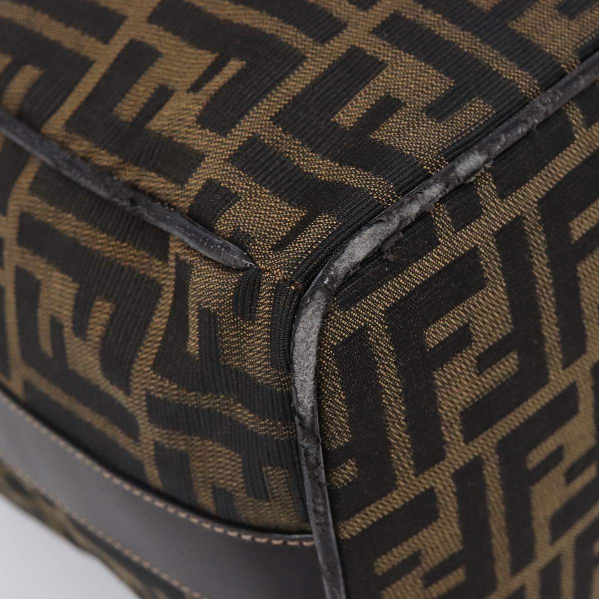 FENDI Zucca Canvas Vanity Hand Bag Black Brown Auth mr2833