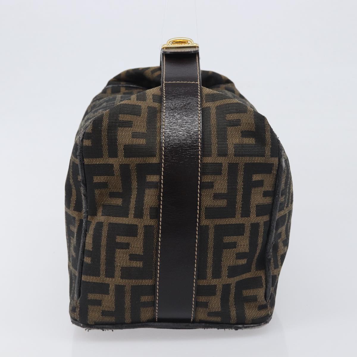FENDI Zucca Canvas Vanity Hand Bag Black Brown Auth mr2833