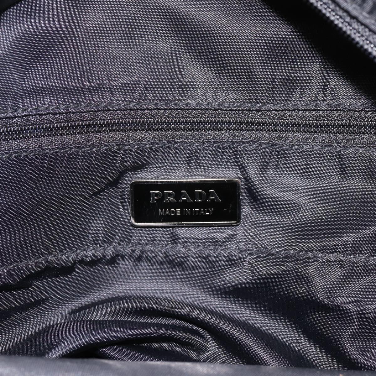 PRADA Tote Bag Nylon Black Silver Auth mr2834